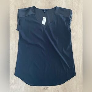 Black satin v neck shirt